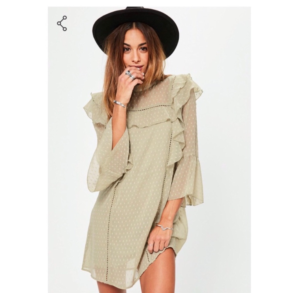 MISGUIDED Dobby Frill Shift Dress